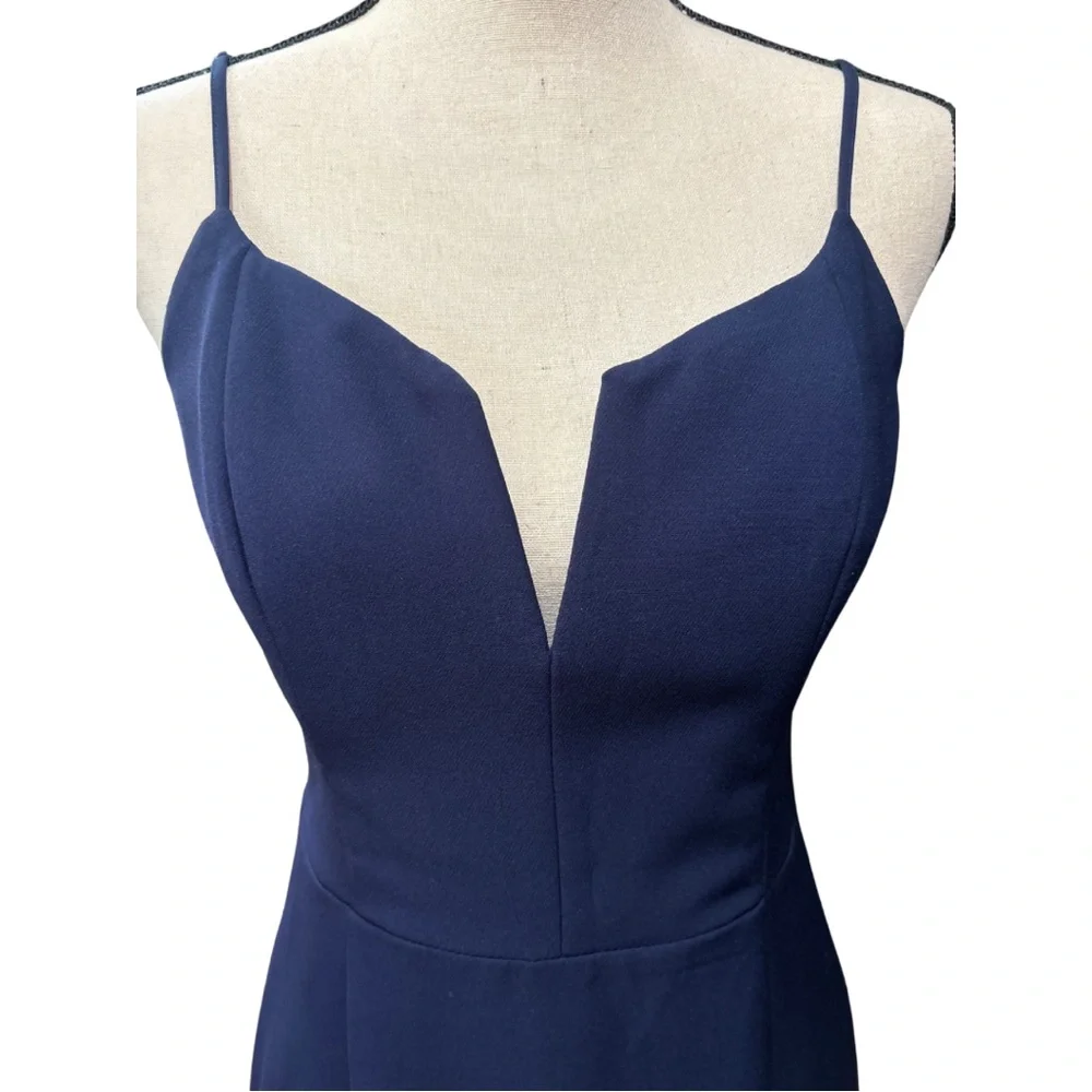Kristen Peplum Dress in Navy Bardot Revolve Formal Homecoming - Picture 3 of 5